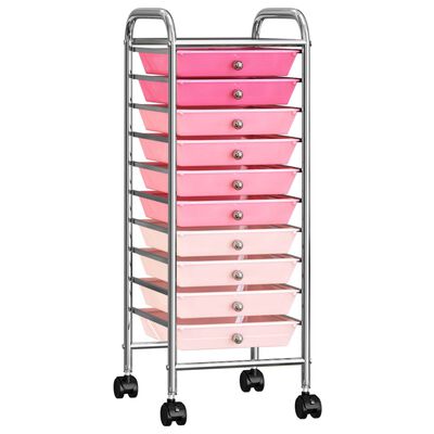 vidaXL Wózek z 10 szufladami, róż ombre, plastikowy