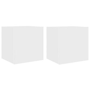vidaXL Ścienne szafki TV z LED, 2 szt., białe, 40,5x35x40 cm