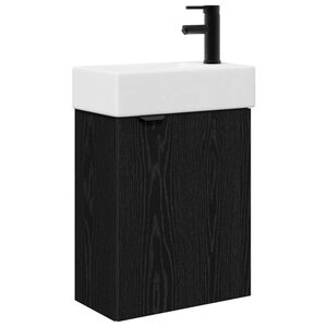 vidaXL Jednostka toaletowa z kranem Czarny dąb 45,5 x 22,5 x 84 cm