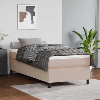 vidaXL Rama łóżka, cappuccino, 90x190 cm, obita sztuczną skórą
