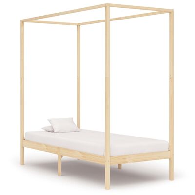 vidaXL Rama łóżka z baldachimem, lite drewno sosnowe, 90 x 200 cm
