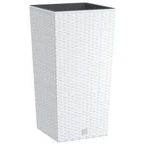vidaXL Donica z pojemnikiem wewnętrznym, biała, 11/26,5 L, rattan PP