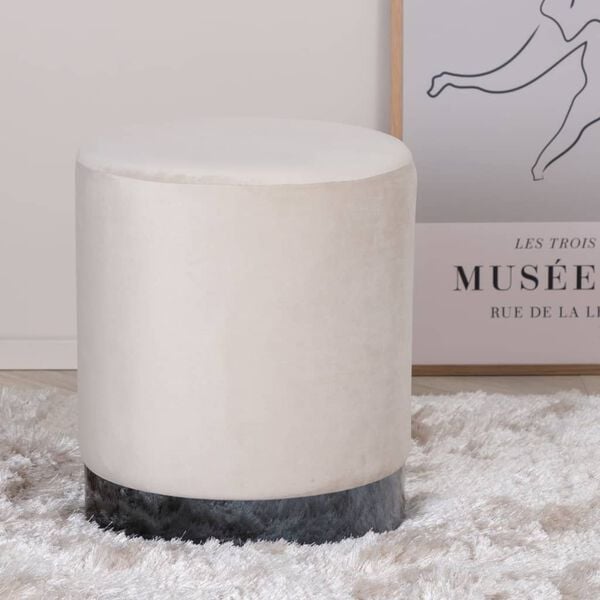 Venture Home Puf Benji, 35x35x42,5 cm, aksamitny, beżowo-czarny