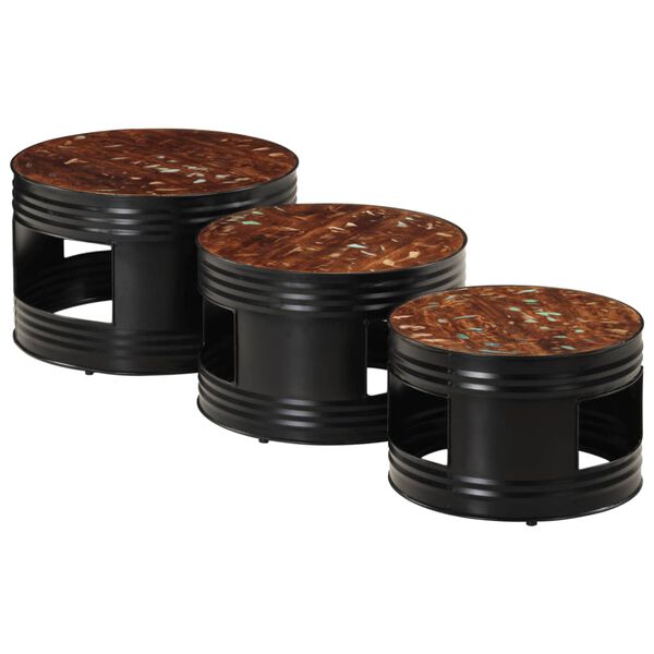 vidaXL Stoliki barowe w kształcie beczek, 3 szt., drewno z odzysku