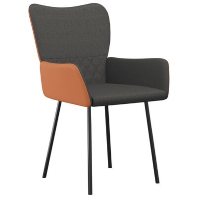 vidaXL Krzesła stołowe, 2 szt., ciemnoszare, tkanina i sztuczna skóra