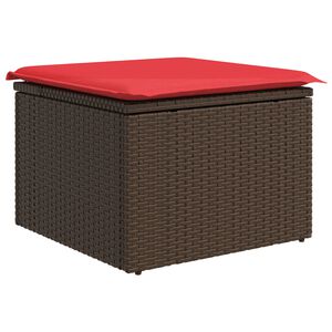 vidaXL Taboret ogrodowy z poduszką Brązowy 55x55x37 cm Polirattan