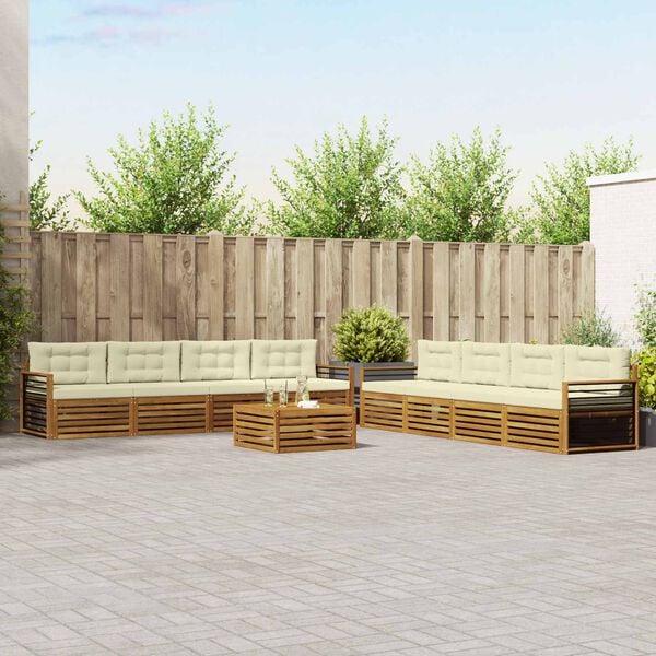 vidaXL Zestaw sof na zewnątrz z poduszką 9 pcs Naturalny i Kremowy