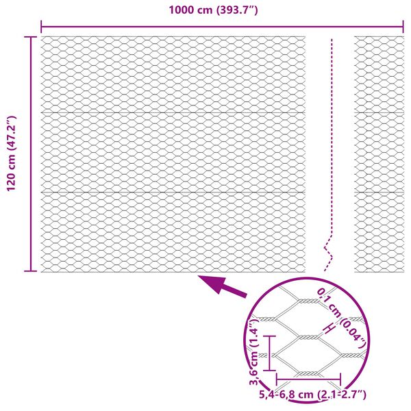 vidaXL Ogrodzenie heksagonalne Zielony 1.2 x 10 m Stal