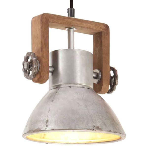 vidaXL Industrialna lampa wisząca, 25 W, srebrna, okrągła, 19 cm, E27