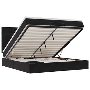 vidaXL Rama ł&oacute;żka otomana z materacami, czarna, 160x200 cm, aksamit