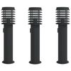 vidaXL Lampy ogrodowe na słupku, z gniazdkiem, 3 szt., czarne, 60 cm