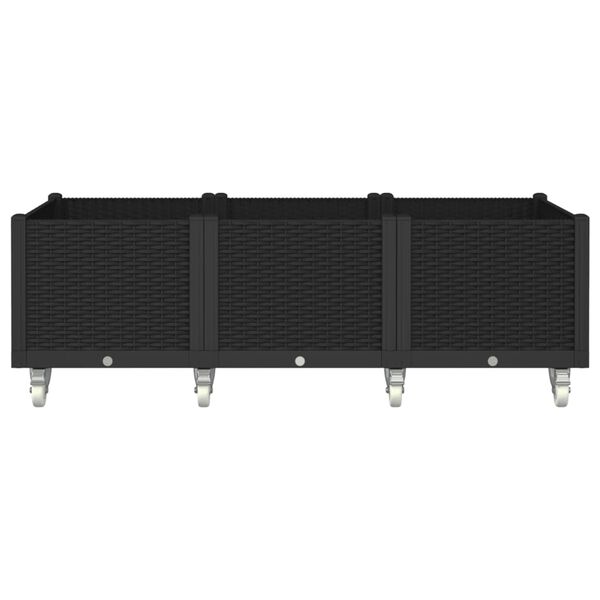 vidaXL Donica ogrodowa na k&oacute;łkach, czarna, 150x80x54 cm, PP