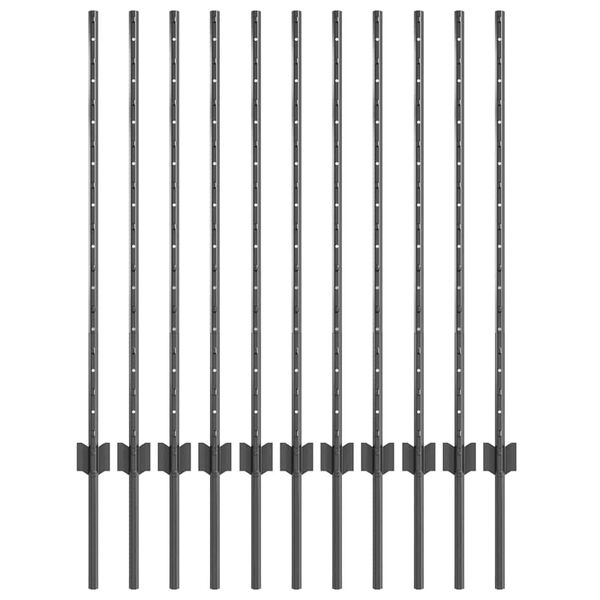 vidaXL Słupek ogrodzeniowy. 11 pcs Szary 100 cm Stal