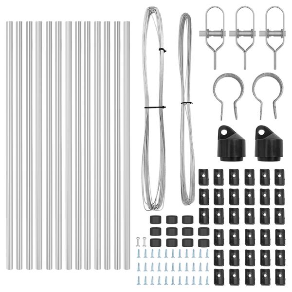 vidaXL Słupki ogrodzeniowe 13 pcs Srebrny Ø32mm 120 cm
