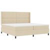 vidaXL Ł&oacute;żko z sprężyną LED Z zagł&oacute;wkiem Kremowy 200 x 200 cm tkanina
