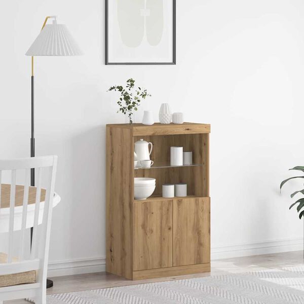 vidaXL Komoda LED Brązowy 60 x 37 x 100 cm Materiał drewnopochodny