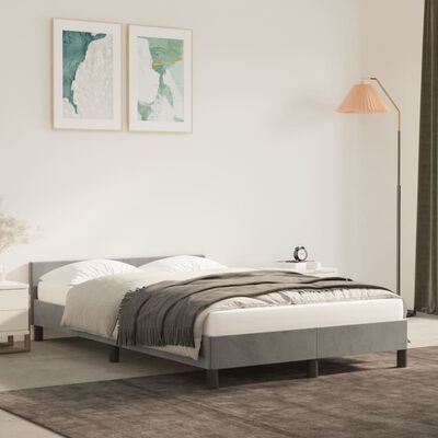 vidaXL Rama łóżka z zagłówkiem, jasnoszara, 120x200 cm, aksamitna