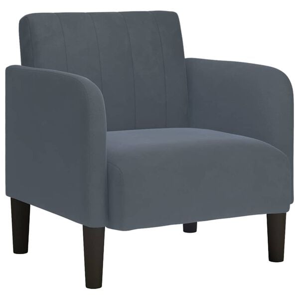 vidaXL Sofa Fotel z Podłokietnikami Ciemnoszary 54 cm Aksamit