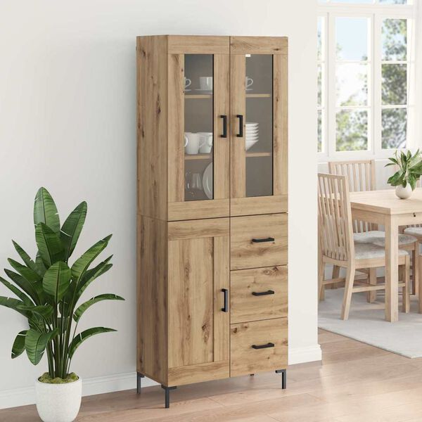 vidaXL Highboard 2 pcs Dąb rzemieślniczy Materiał drewnopochodny