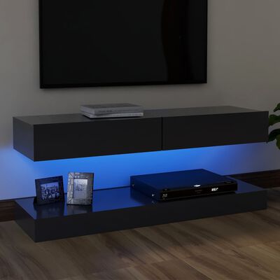 vidaXL Szafka pod TV z oświetleniem LED, szara, 120x35 cm