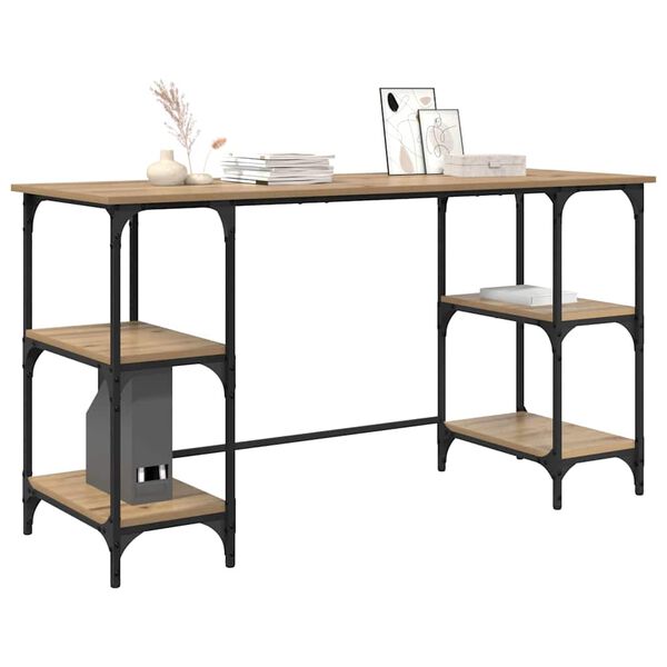 vidaXL Biurko z p&oacute;łką Dąb rzemieślniczy 140 x 50 x 75 cm