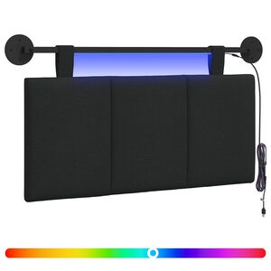 vidaXL Wezgłowie wiszące Z lampą LED Czarny tkanina