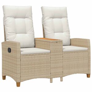 vidaXL Leżanka z stolikiem 2 -Seater 126 x 65 x 112 cm polirattan