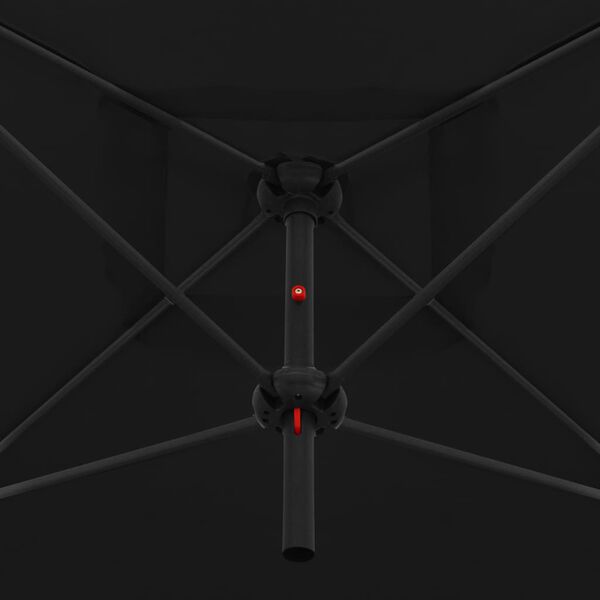 vidaXL Podw&oacute;jny parasol na stalowym słupku, 250 x 250 cm, czarny