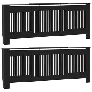 vidaXL Pokrywa Grzejnika 2 pcs Czarny 205 x 20,5 x 81,5 cm