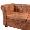 vidaXL Sofa Chesterfield, pięcioosobowa, brązowa, sztuczna sk&oacute;ra