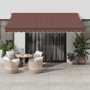 vidaXL Automatycznie zwijana markiza z LED, brązowa, 400x350 cm
