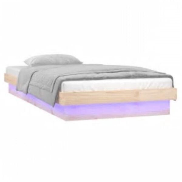 vidaXL Rama ł&oacute;żka z LED, 100x200 cm, lite drewno