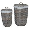 vidaXL Kosz na pranie z pokrywą 2 pcs Kubu Szary Rattan Kubu