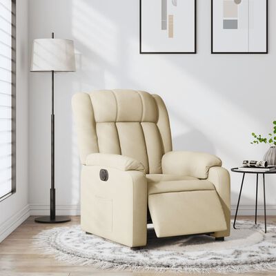 vidaXL Elektryczny fotel rozkładany, kremowy, obity tkaniną