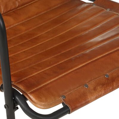 vidaXL Fotel wypoczynkowy z podnóżkiem, brązowy, skóra naturalna
