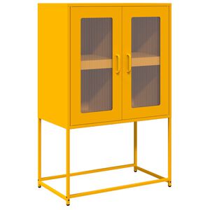 vidaXL Komoda wysoka Musztardowo-ż&oacute;łta 68x39x107 cm Stal