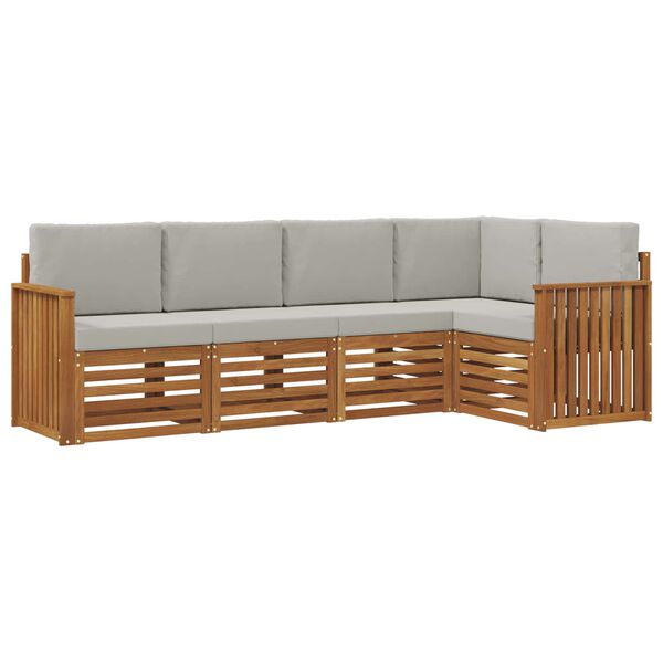 vidaXL Zestawy sof 5 pcs Naturalny i Jasny Szary Lite Drewno Akacji