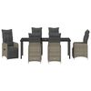 vidaXL Zestaw do jadalni w ogrodzie z poduszką 7 pcs Szary Polirattan