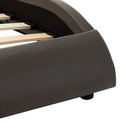 vidaXL Rama łóżka z LED, szaro-biała, sztuczna skóra, 140 x 200 cm