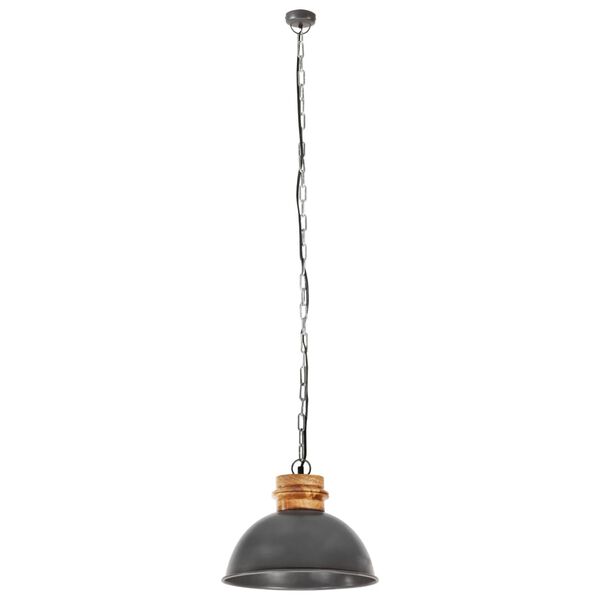 vidaXL Industrialna lampa wisząca, szara, okrągła, 32 cm, E27, mango
