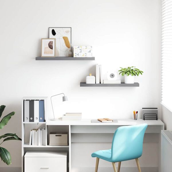 vidaXL P&oacute;łki ścienne, 2 szt, szare, 80 x 23,5 x 3,8 cm, MDF