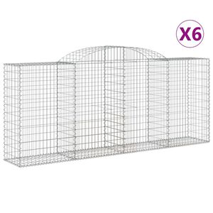 vidaXL Kosze gabionowe, 6 szt, 300x50x120/140 cm, galwanizowane żelazo