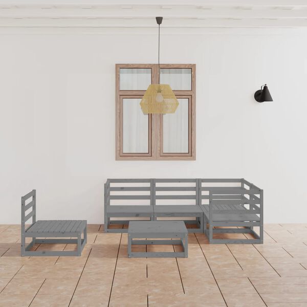 vidaXL 6-cz. zestaw mebli wypoczynkowych do ogrodu, szary, sosnowy