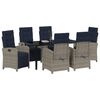 vidaXL Zestaw do jadalni w ogrodzie z poduszką 7 pcs Szary polirattan
