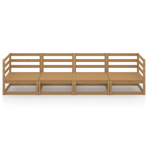 vidaXL 4-osobowa sofa ogrodowa, miodowy brąz, lite drewno sosnowe