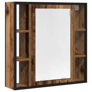 vidaXL Szafka łazienkowa z lustrem, stare drewno, 60x16x60 cm