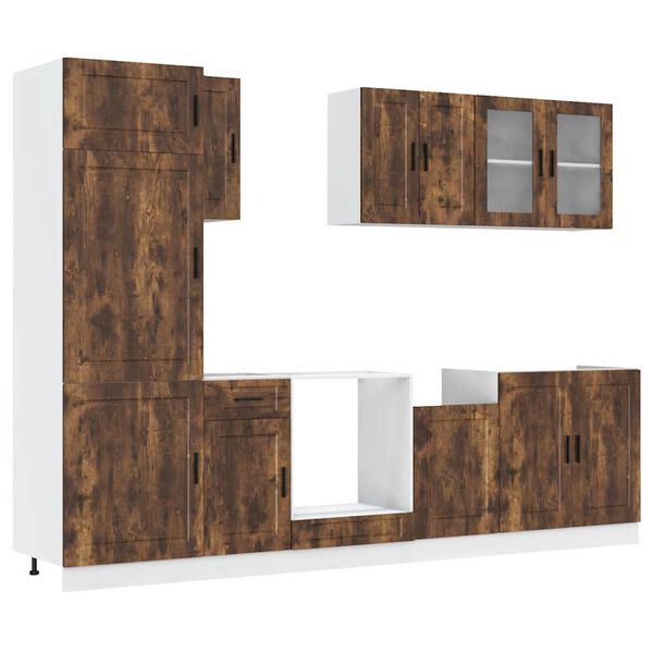 vidaXL Zestaw szafek kuchennych, Porto, 8-częściowy, przydymiony dąb