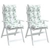 vidaXL Poduszki na krzesła z wysokim oparciem, 2 szt., wz&oacute;r w liście