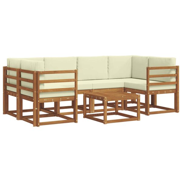 vidaXL Zestaw sof na zewnątrz z poduszką 7 pcs Naturalny i Kremowy