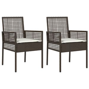 vidaXL Krzesło Ogrodowe 2 pcs Brązowy 55 x 53 x 85 cm polirattan
